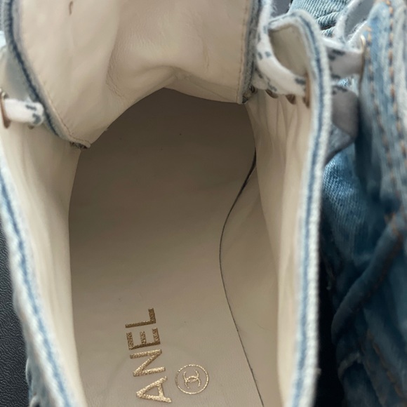 SOLD Chanel Denim Lace Up Booties 20P - Picture 5 of 7